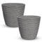 Plastic Plant Pot with Wave Design 18cm Grey - Set of 2